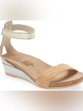 Naot Pixie Cork Leather Ankle Strap wedge …